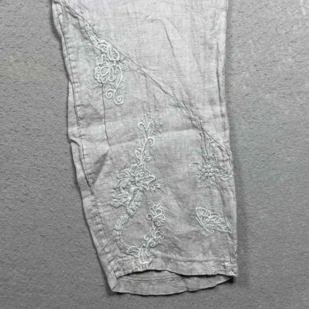 Tempo Paris Pants Women’s Size Medium 100% linen Lightweight Elastic Waistband